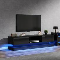 160*35*40.5 cm Black High Gloss TV Stand with LED Lighting, 2 Drawers, App Control, Anti-Tip Design, Suitable for 60-Inch TVs, TV Lowboard juoda