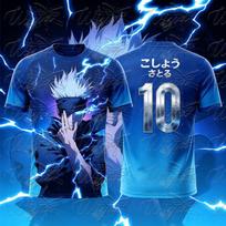 Jujutsu Kaisen Gojo Satoru Nr.10 Futbolo Marškinėliai Žaibas 3D Spausdinimas Greitai Džiūstantys Trumpomis Rankovėmis T-shirt Vasariniai Unisex Anime Marškinėliai Viršus S blue