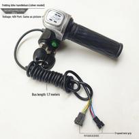 48V Electric Folding Bike Throttle Handle FL5 with Lithium Battery Display & Key Switch Twist Grip 48V 7-line Throttle Handle black