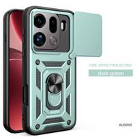 Slide Camera Cover for OPPO Find X9 Pro Case Ring Kickstand Holder Full Protective Shockproof Phone Capa Funda for OPPO Find X9 Pro žalia