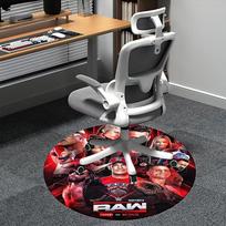 WWE RAW kėdės kilimėlis Apvalus kilimas - Biuro kilimas, Skalbiamas mašinoje, Neslystantis, Tinka svetainėms, Miegamiesiems 80cm gray