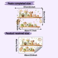 Self-adhesive Cartoon Vase Kitchen Utensils Wall Stickers for Restaurant Kitchen Home Decor 40x60cm įvairiaspalvis