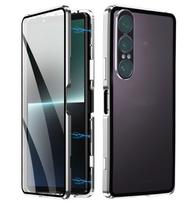 Tempered Glass Screen Protector + Metal Aluminum Bumper+PC Backplane Shockproof Protective Phone Case For Sony Xperia 1 VII Metal PC Glass&CASE&Sony Xperia 1 VII gray