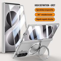 For Samsung Galaxy Z Fold 8 Ultra Case Magnetic Ring Stand Skin Feel PC Folding Hinge Full Protection Cover with Tempered Glass Galaxy Z Fold7