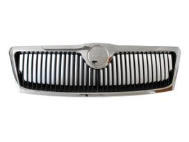 Skoda Octavia II 04-08 Front Grill Between Headlights, Chrome with Black Bars