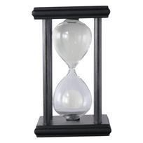 30 Minutes Sandglass Timer Black Wooden Sand Clock Practical Hourglass Timer Set  Office White Sand(30min) gray