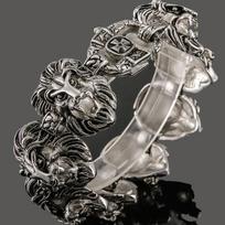 Lion Heads Link Chain Man Bracelet Heavy Stainless Steel Men's Charm Bracelets Bangles Best Friends on Hand Bands Male Jewelry 22CM black