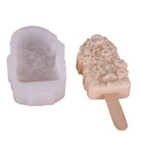 Flower Shape Silicone Ice Cream Molds Popsicles Maker Silicone Texture Nonstick Molds Baking Molds Suitable for Party 2 gray