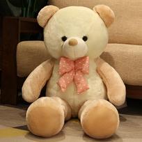 Large bow tie bear doll plush toy teddy bear stuffed bear hug panda doll birthday gift 60cm（0.55kg） šviesiai ruda spalva