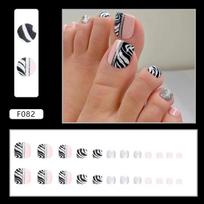 Flash zebra pattern mandarin duck double spell fake nails foot model black and white sweet and cool hot girl foot nail piece nails brown