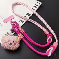 Mobile phone lanyard crossbody can carry female long ins wrist neck adjustable multi-purpose cartoon cute plush bear [rose pink rose] pink