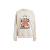 Adidas Originals Cute Bear Graphic Printed Sweatshirt Retro Casual Daily Soft Top Women Light-Khaki II5653 XS white