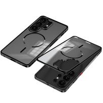 Samsung S25 Ultra Snap-On Matte Metal Frame Case with Heat Dissipation & Magnetic Ring for Cross-Border Use. Samsung S25/S24 gray