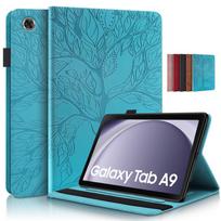 For Samsung Galaxy Tab A9 5G Case Cover 8.7 Inch SM X110 X115 3D Tree Embossed Flip Stand TPU Back Shell for Samsung Tab A9 Case Tab A9 (8.7 inch) blue