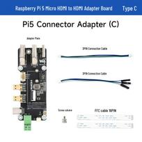 Raspberry Pi 5 PCIe M.2 Adapter Board with Dual 4K Output and NVMe Support PCIe to M.2 Multifunctional Adapter Board