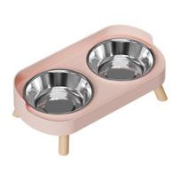 Yousheng Elevated Cat Bowl, Dual 13.53oz Stainless Steel Bowls, Non Spill Cat Bowl with Raised Stand, Pet Food And Water Bowl Set for rožinė