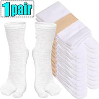 1-10pairs Japanese Two Finger Socks Unisex Clog Socks Polyester Toe Separation Socks Kimono Flip Flop Sandal Split Toe Sock One Size white