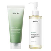 ANUA Heartleaf Pore Control Cleansing Oil & Heartleaf Quercetinol Cleansing Foam - Double Cleansing Routine white