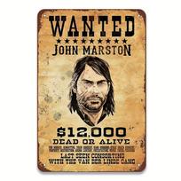 John Marston Ieškomas Pabėgėlis Metalinė Skardinė Plakatas Kaimiškas Sienos Menas Senovinis Namų Kavinės Dekoras Kalėdinė Dovana Meninis 20X30CM beige