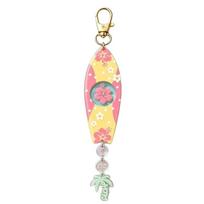 Summer Surf Skateboard Flower Key Chain Tropical Themed Acrylic Pendant For Bags And Keys Lightweight Accessory geltona