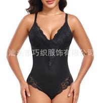 Women Lace Shaping Bodysuit Tummy Control Waist Trainer Body Shaper M juoda