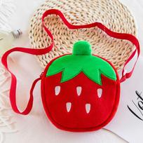 Strawberry Carrot Kids Plush Bag Cute Fruit Crossbody Bag Lovely Plush Shoulder Bags  Coin Purse Strawberry green