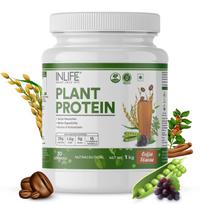 INLIFE Plant Protein Powder 1kg Supplement, Pea Quinoa Brown Rice, Coffee