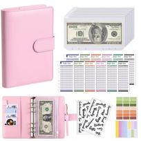 Color A6 Budget Binders Planner 6 Hole 8 Zipper Envelopes 2 Stickers in One NoteBook Wallet For Save Money Organizer Cash System rožinė