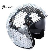 Lightweight Disco Hat Ball Helmet Retractable Visor Adjustable Chin Strap Glitter Mirror Reflective Adults Party Decorative Tiles Decor sidabras