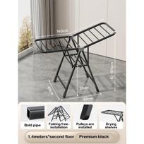 Household Airfoil Floor Drying Rack Balcony Multifunctional Folding Hanger Simple Stabilize The Carbon Steel Quilt Rack gray