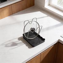 2-in-1 Design Kitchen Organizer Pot Lid Holder Spoon Rest Easy Cleanup A gray