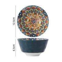 Bohemia Retro Ceramic Dinner Plates Sets Creative Household Rice Bowl Soup Dishes Breakfast Plates Salad Soup Bowls Dinnerware gray