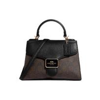 Coach Pepper 22 Classic Monogram Pebble Coated Canvas Leather Tote Shoulder Crossbody Bag Small Women Bags Brown Black Gold C7226-IMAA8 Basic Set (Bag+Dust Bag) black