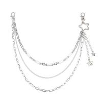 Trendy Five Point Star Layered Pants Chain Alloy Accessory With Locking Clasp For Jeans And Outfits 1 white