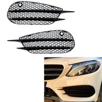 Front Bumper Fog Light Cover Side Air Vent Intake Frame Grille For Mercedes-Benz C Class W205 C180 C200 C260 C43 Sport 2015-2018 matinė juoda spalva