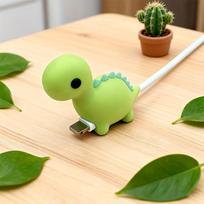 Pink & Green Cartoon Mini Dinosaur Cable Protector - Anti-Break Guard for Apple Charging Connectors žalia