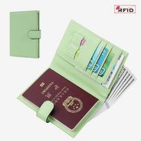 RFID Passport Holder Wallet for Men Women Travel Document Organizer Card Holder Multi Card Slots PU Leather Short Wallet šviesiai žalios spalvos