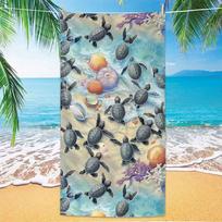 Ultra-Fine Fiber Sea Turtle Beach Towel: Quick-Drying & Water-Absorbing Bath Towel 70x140 cm blue
