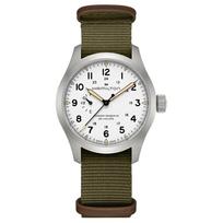 HAMILTON Khaki Field Series Manual Mechanical Movement 50 Meters Waterproof Men's Watch 40mm White Dial Stainless Steel Case Fabric Strap H69509910 chaki