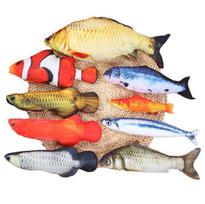 Interactive Cartoon Cotton Cat Sleeping Chew Toy Fish Plush Pillow (Yellow,20-30cm) geltona