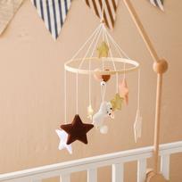 PDZ2006 Handmade Nursery Decor Felt Baby Mobile with Hanging Wooden Frame and Soft Toy Customizable Mobile for Baby's Room beige