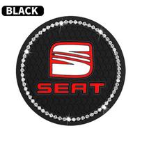 New Car Coaster Water Cup Bottle Holder Diamond Non-Slip Mat Decoration For SEAT Ibiza Leon Arona Ateca Tarraco Alhambra Cupra black
