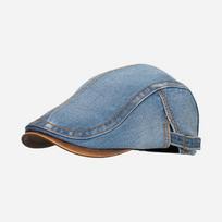 Adjustable Washed Denim Newsboy Caps Cotton Flat Cap Casual Painter Beret  Men Style 5 gray