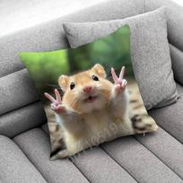Funny Sad Hamster Meme Throw Pillow Case For Square Bedroom Pillowcase Cover 40cmx40cm(16x16Inch) gray