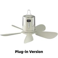 10800mAh Rechargeable Portable Camping Ceiling Fan with LED Light & Remote Control, Outdoor Tent Air Circulation Cooling Fan With Remote white