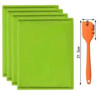 4pcs Silicone Dehydrator Ma with Cream Spatula Non-Stick Reusable Food Grade Baking Sheet Dishwasher Safe Apple Pie Bakeware oranžinė