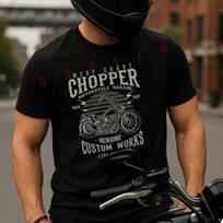 Chopper Motor Motorcycle Moto T-Shirt Cotton Motorrad Fans Summer Men Short Sleeve O-Neck Tees M black