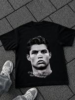 Juodi laisvo kirpimo marškinėliai su Cristiano Ronaldo CR7 spaudiniu M gray