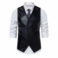 Men'S Retro Lapel Single Breasted Suit Vest Herringbone Ni V-Neck Vest XL white