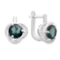 Sidabriniai auskarai su London Blue topazu 2,185ct, cirkoniais (2177951) mėlyna